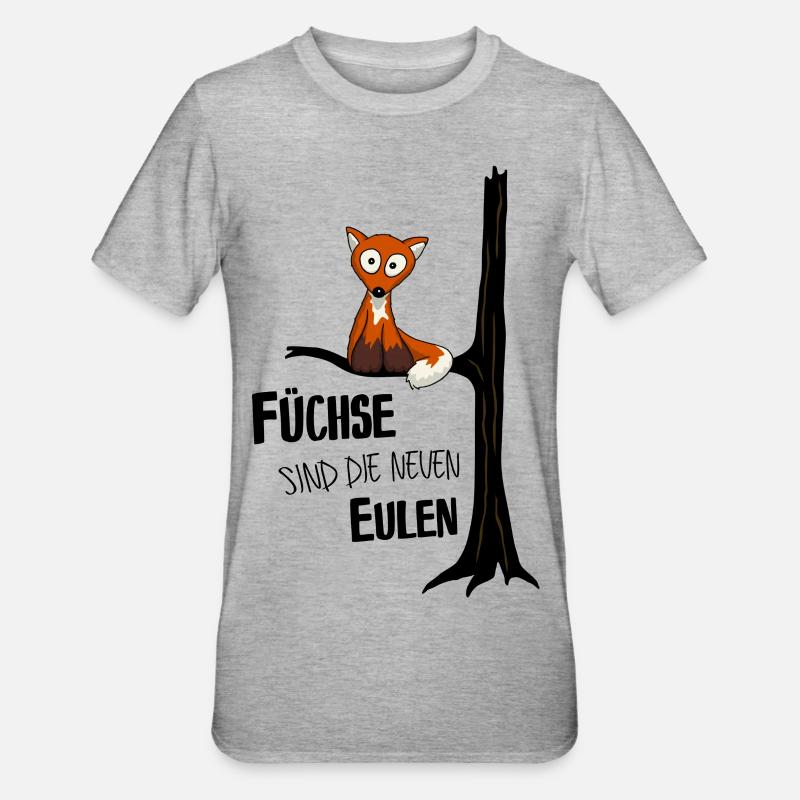 Fuchs wie Eule - Unisex Polycotton T-Shirt - Grau meliert