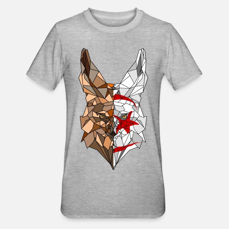 Fennec polygone drapeau de l'Algérie - T-shirt polycoton Unisexe - gris chiné