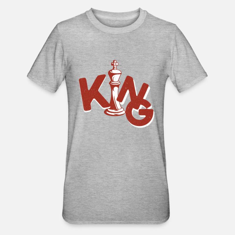 Checkmate Chessboard King Checker - Unisex Polycotton T-Shirt - heather grey