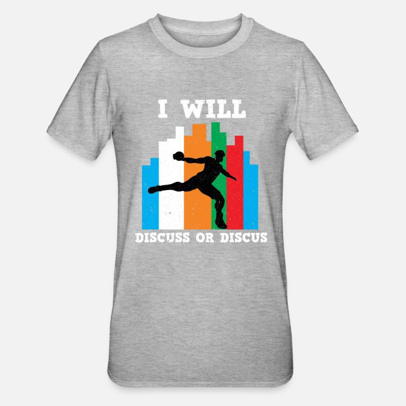 Diskuswerfen Diskuswurf Leichtathletik Diskus - Unisex Polycotton T-Shirt - Grau meliert