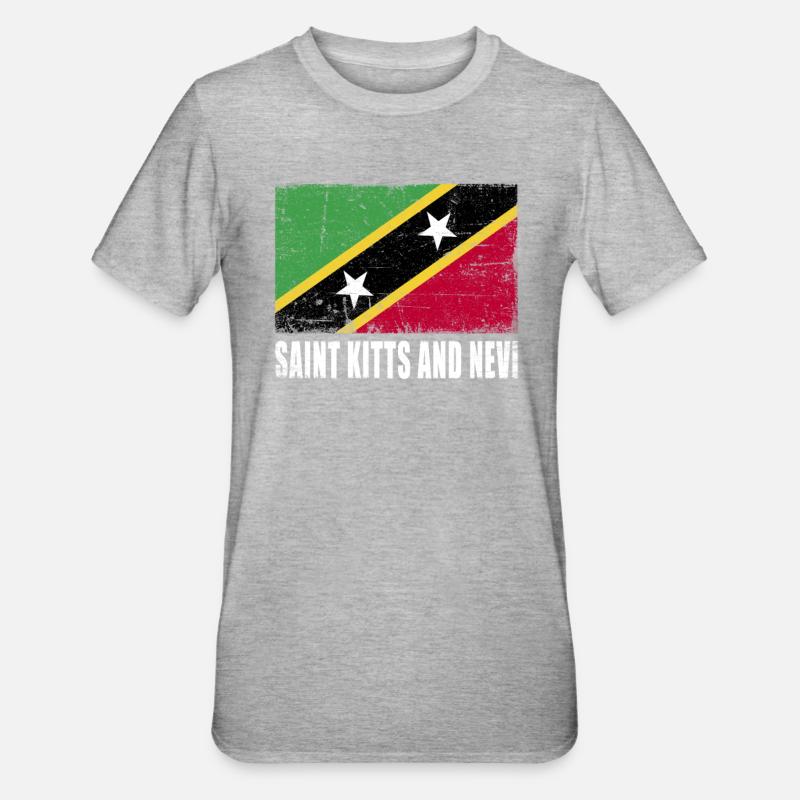 Drapeau de Saint-Kitts et Nevi - T-shirt polycoton Unisexe - gris chiné