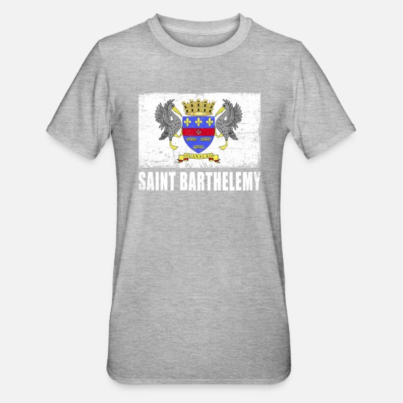 Drapeau de Saint-Barthélemy - T-shirt polycoton Unisexe - gris chiné