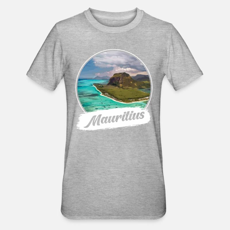 Souvenir de l’île Maurice - T-shirt polycoton Unisexe - gris chiné