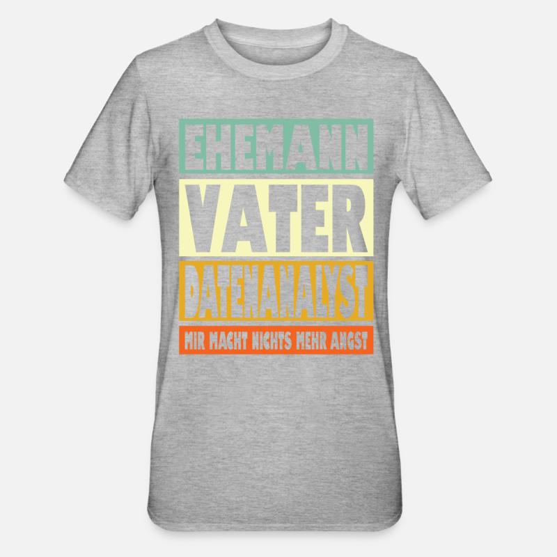 Datenanalyst Vater Ehemann Held - Unisex Polycotton T-Shirt - Grau meliert