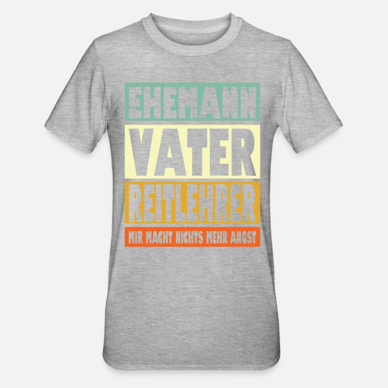 Reitlehrer Vater Ehemann Held - Unisex Polycotton T-Shirt - Grau meliert