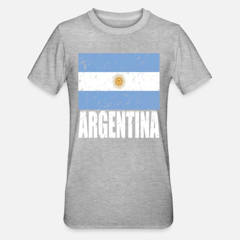Drapeau de l’ARGENTINE - T-shirt polycoton Unisexe - gris chiné