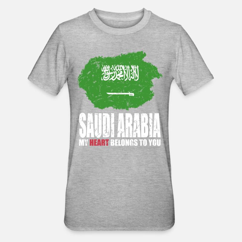 Drapeau de l’Arabie saoudite - T-shirt polycoton Unisexe - gris chiné