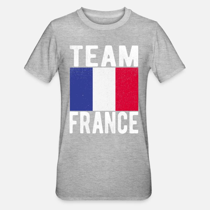 Français drapeau - T-shirt polycoton Unisexe - gris chiné