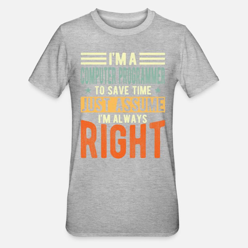 Computerprogrammierer - Unisex Polycotton T-Shirt - Grau meliert