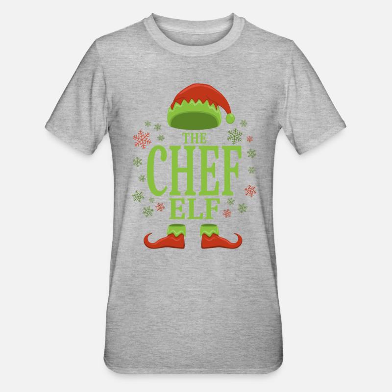 Chef Elfe de Noël - T-shirt polycoton Unisexe - gris chiné