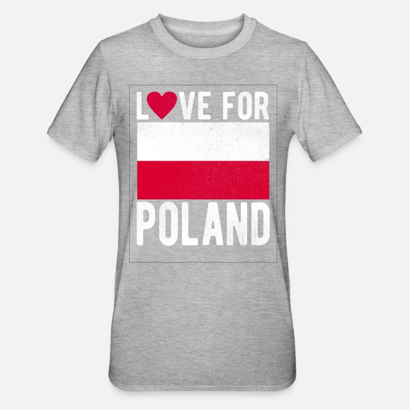 Drapeau de la Pologne - T-shirt polycoton Unisexe - gris chiné