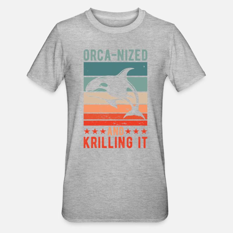 Orca-nized And Krilling It - Unisex Polycotton T-Shirt - Grau meliert
