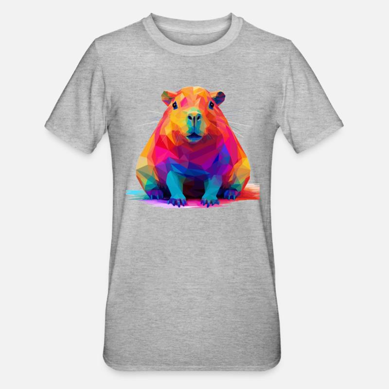 Capybara Low Polygon Design - Unisex Polycotton T-Shirt - heather grey