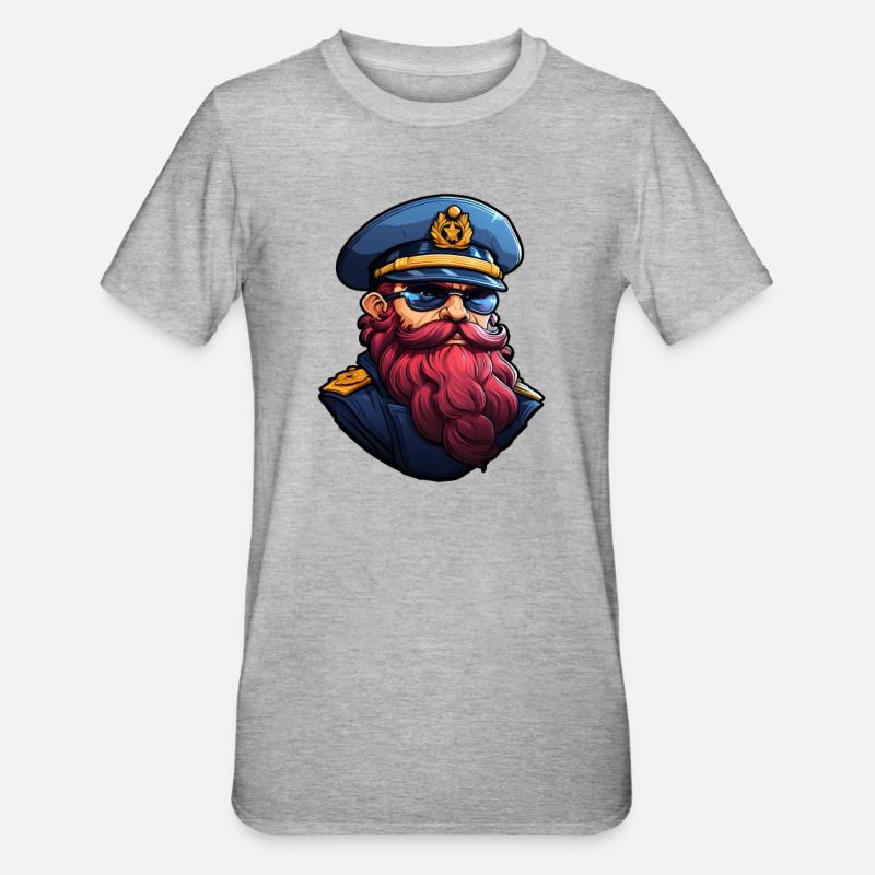 Matrose mit Bart - Unisex Polycotton T-Shirt - Grau meliert