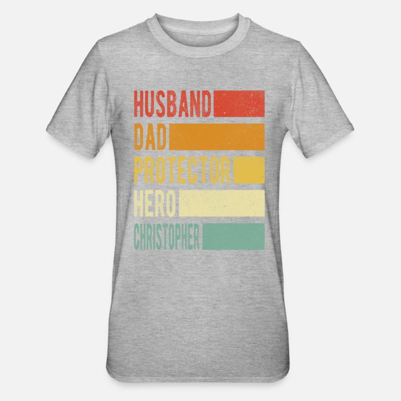 Christopher Name Papa Geschenk - Unisex Polycotton T-Shirt - Grau meliert