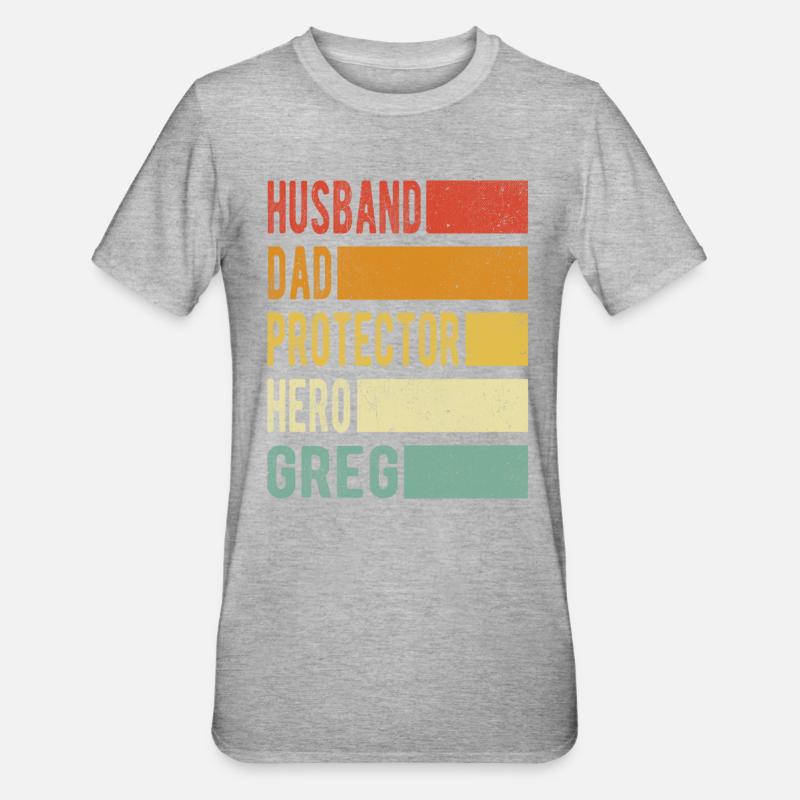 Greg Name Papa Geschenk - Unisex Polycotton T-Shirt - Grau meliert