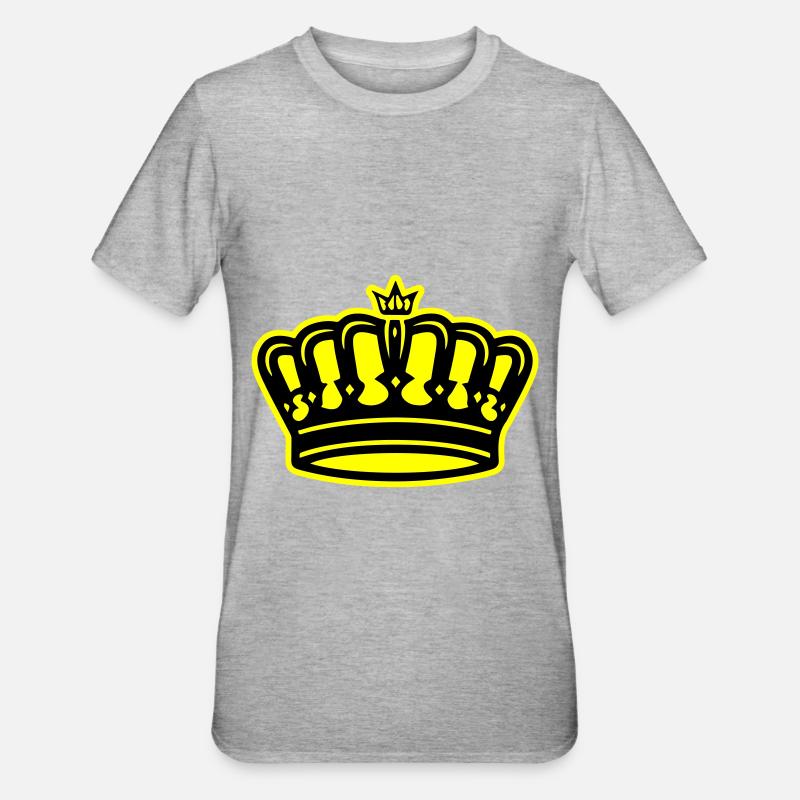 Krone Symbol King - Unisex Polycotton T-Shirt - Grau meliert