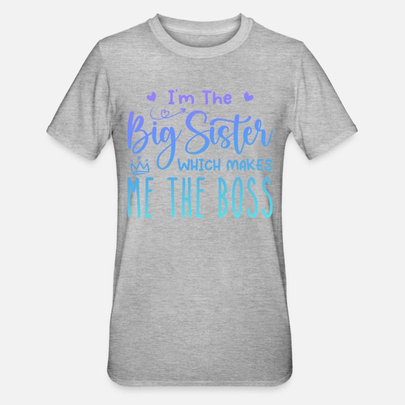 Ich bin die große Schwester - Unisex Polycotton T-Shirt - Grau meliert
