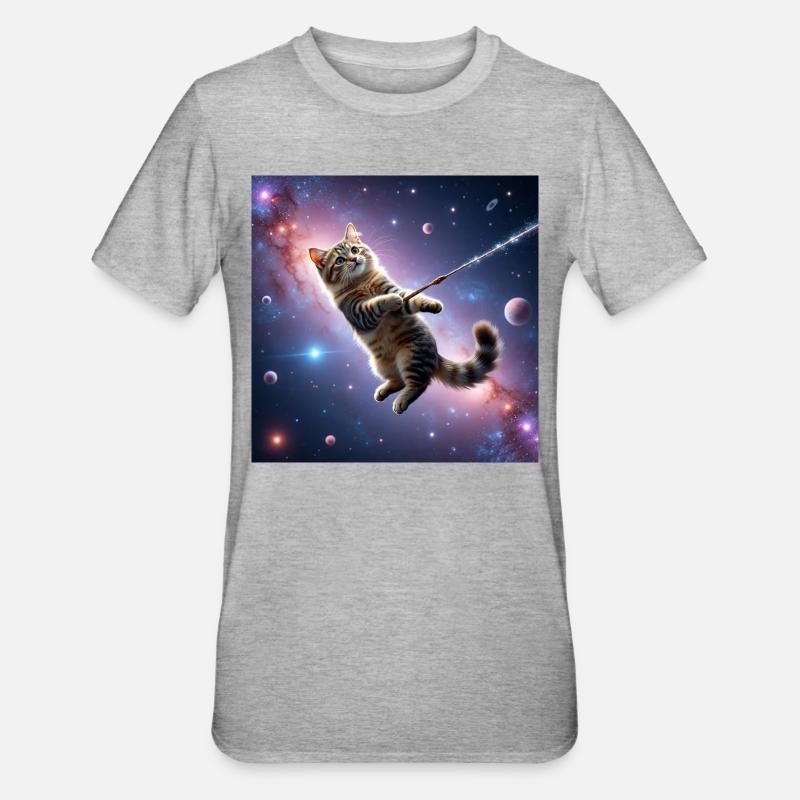 Chat dans l’espace - T-shirt polycoton Unisexe - gris chiné