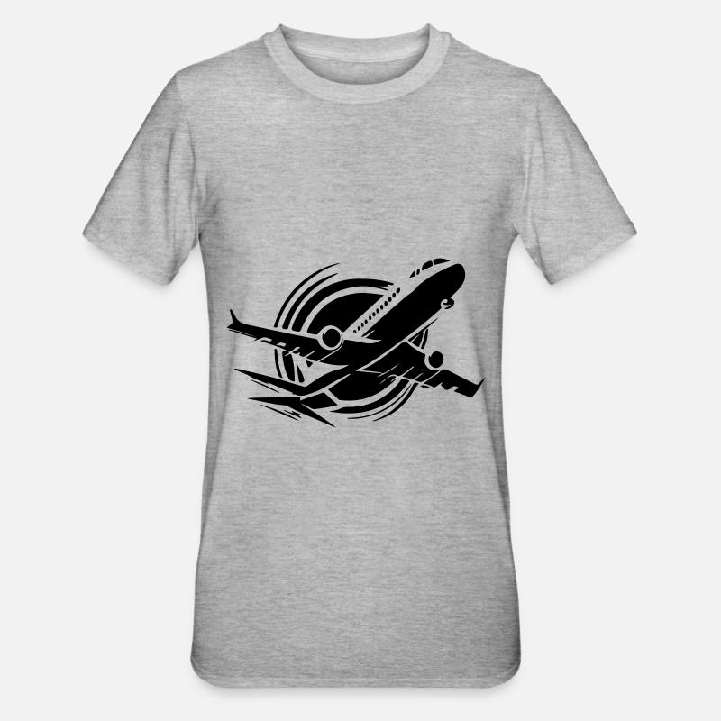 Flugzeug Symbol - Unisex Polycotton T-Shirt - Grau meliert
