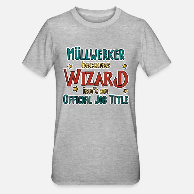 Müllwerker Wizard - Unisex Polycotton T-Shirt - Grau meliert