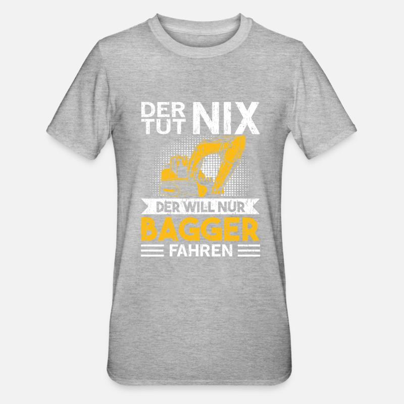 Baggerfahrer Baggerführer Geschenk - Unisex Polycotton T-Shirt - Grau meliert