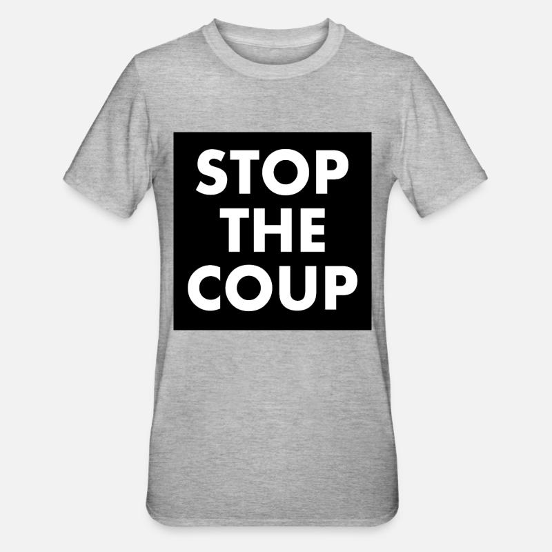 stop the coup - T-shirt polycoton Unisexe - gris chiné