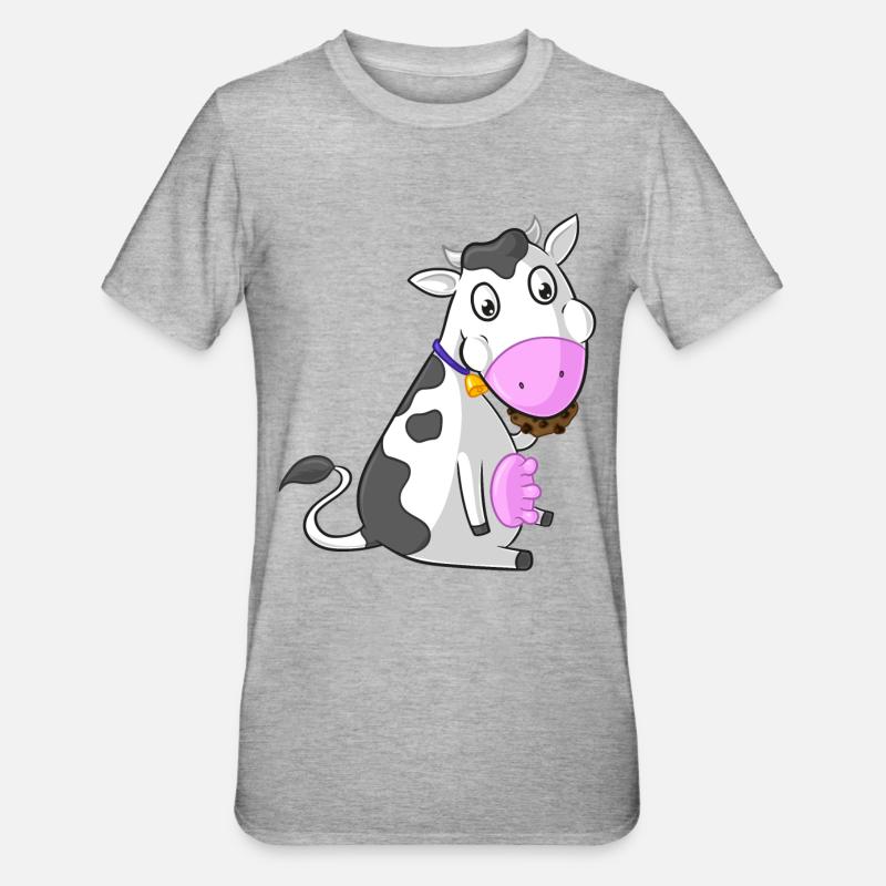 Comic-grignotant vache - T-shirt polycoton Unisexe - gris chiné