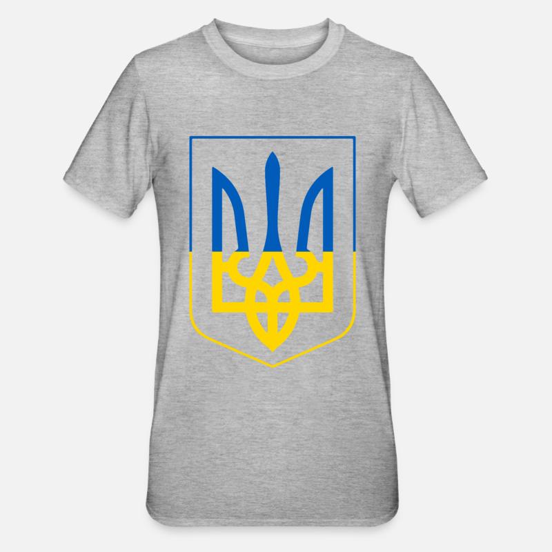 Drapeau de l’Ukraine - T-shirt polycoton Unisexe - gris chiné