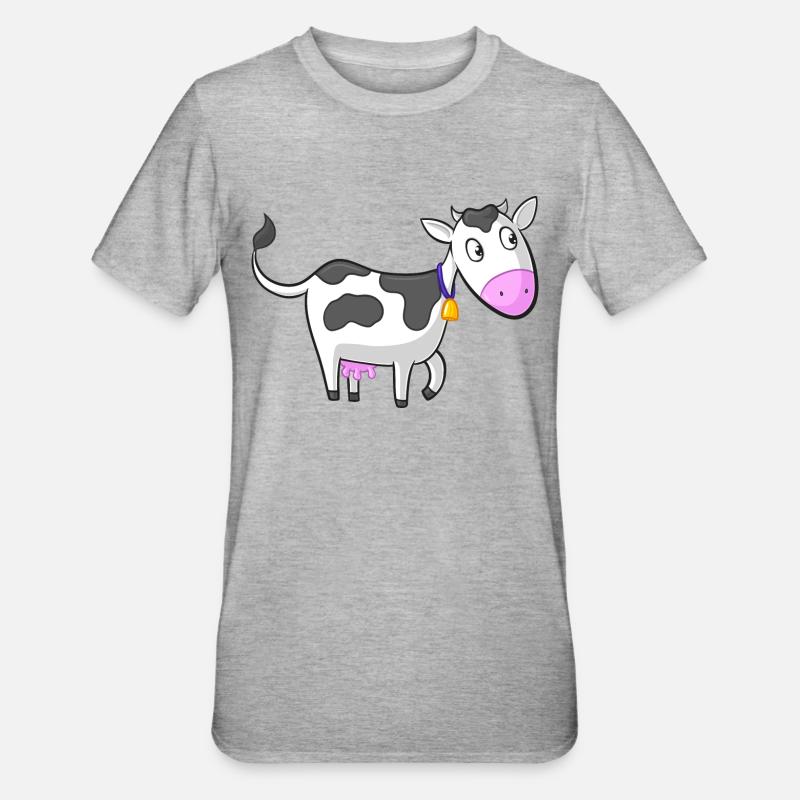 Glückliche Comic Kuh - Unisex Polycotton T-Shirt - Grau meliert