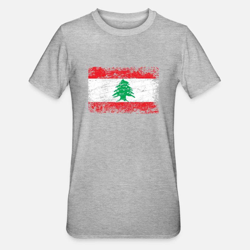 Drapeau libanais drapeau drapeau - T-shirt polycoton Unisexe - gris chiné
