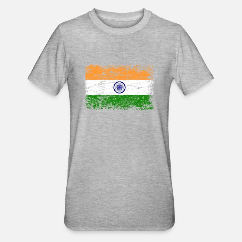 Inde drapeau drapeau indien - T-shirt polycoton Unisexe - gris chiné