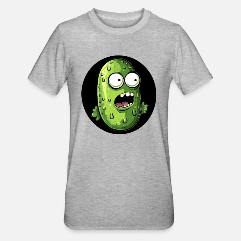 Drôle de concombre effrayé - T-shirt polycoton Unisexe - gris chiné