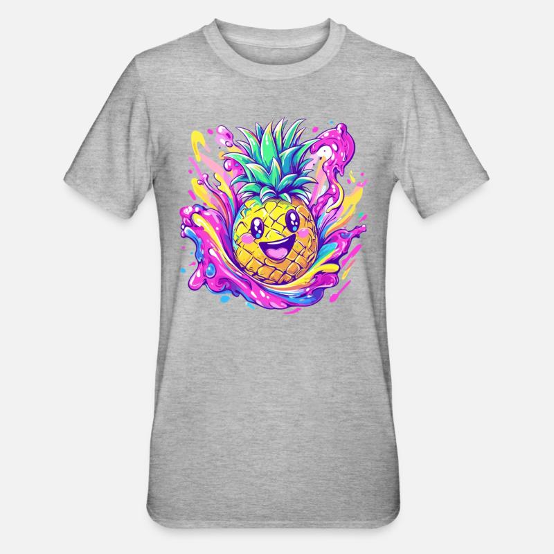 Happy Pineapple Explosion - Unisex Polycotton T-Shirt - heather grey