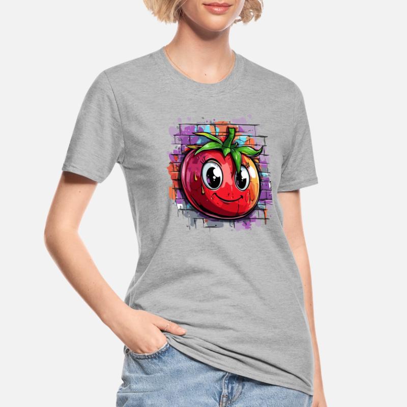 Tomate devant un mur de graffitis T-shirt polycoton Unisexe