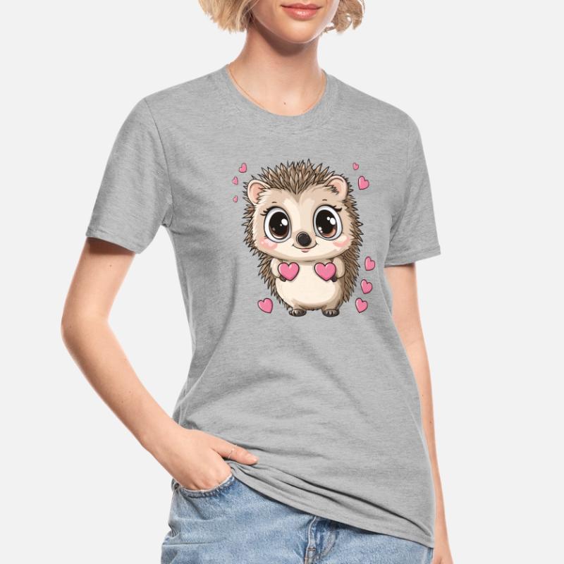 Hérisson avec des cœurs T-shirt polycoton Unisexe