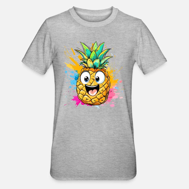 Explosion d’ananas heureuse - T-shirt polycoton Unisexe - gris chiné