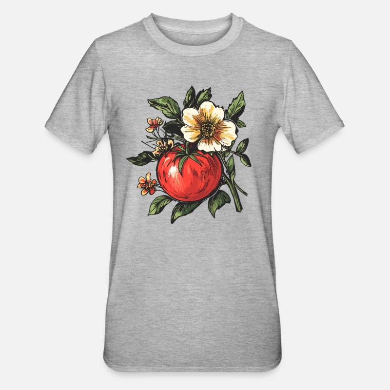 Tomate aux fleurs - T-shirt polycoton Unisexe - gris chiné