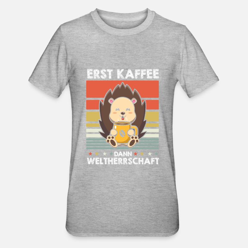 Igel Kaffee - Unisex Polycotton T-Shirt - Grau meliert