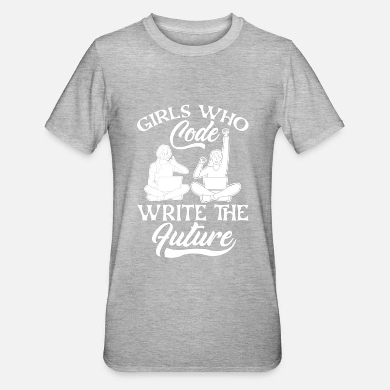 Développeur Coder Programmeur Girl - T-shirt polycoton Unisexe - gris chiné