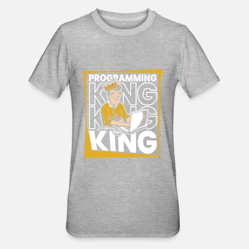 Développeur Coder Programmeur King - T-shirt polycoton Unisexe - gris chiné