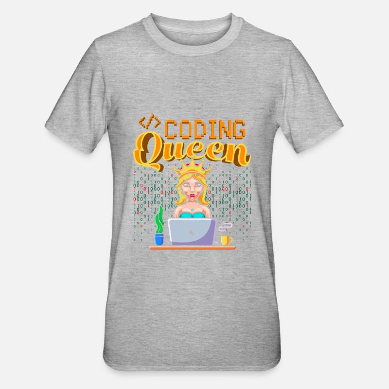 Développeur Coder Programmeur Queen - T-shirt polycoton Unisexe - gris chiné