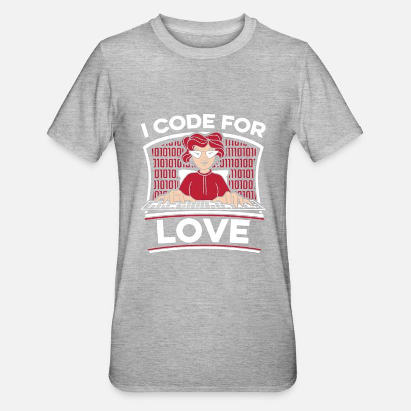 Entwickler Coder Programmierer Liebe - Unisex Polycotton T-Shirt - Grau meliert