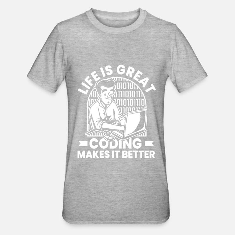Développeur Coder Programmeur Humour - T-shirt polycoton Unisexe - gris chiné