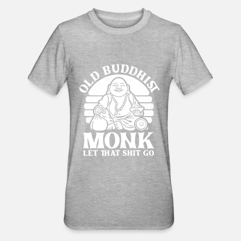 Buddha Buddhist Mönch - Unisex Polycotton T-Shirt - Grau meliert