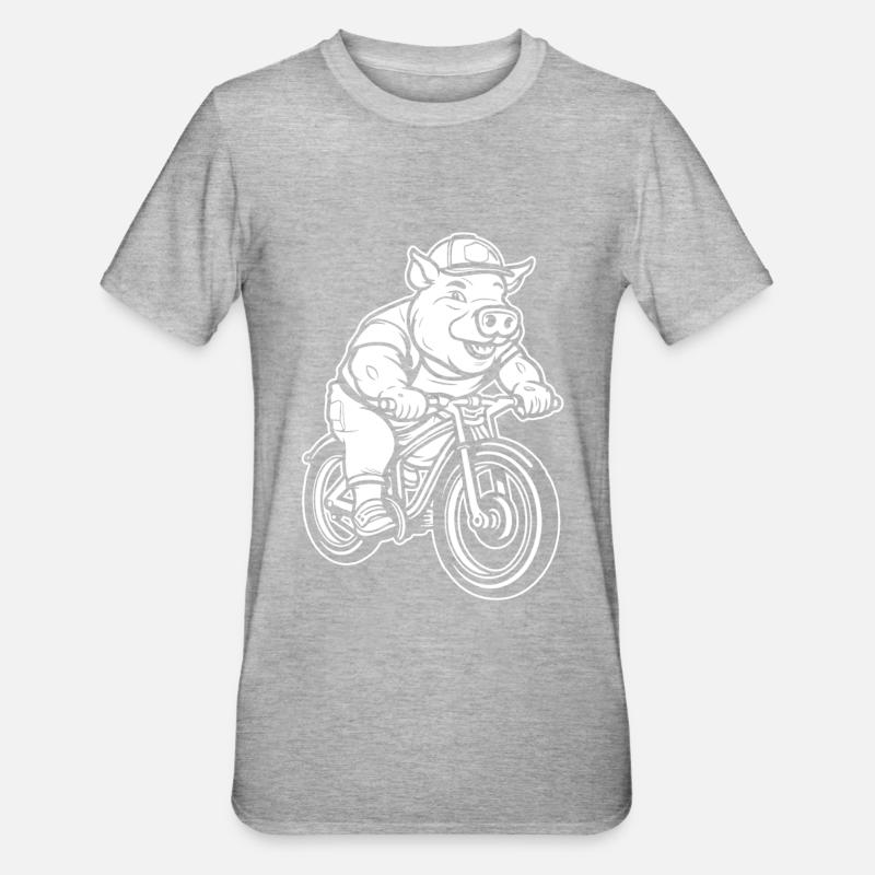 Cochon Cochon Éleveur Cyclisme - T-shirt polycoton Unisexe - gris chiné