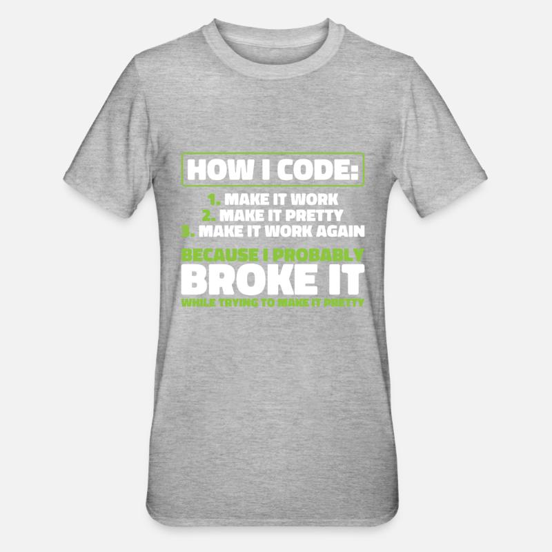 Developer, Coder, Programmer - Unisex Polycotton T-Shirt - heather grey