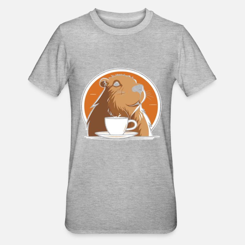 Capybara Capybara Coffee - Unisex Polycotton T-Shirt - heather grey