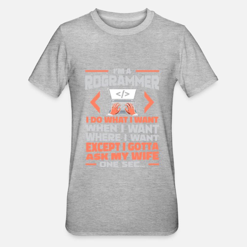 Developer, Coder, Programmer - Unisex Polycotton T-Shirt - heather grey