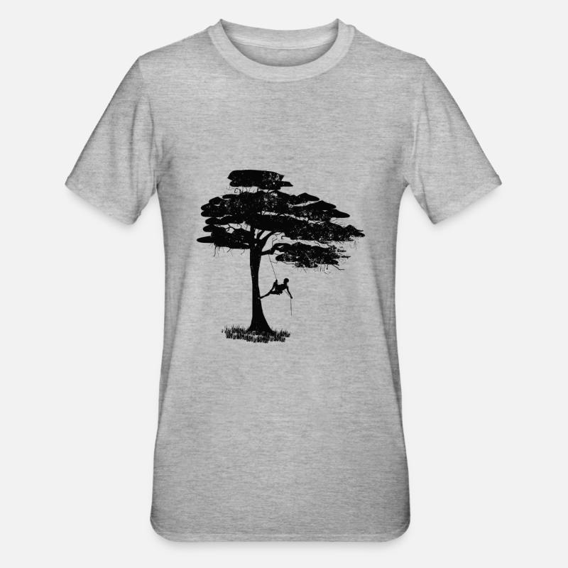 Tree climber design - Unisex Polycotton T-Shirt - heather grey